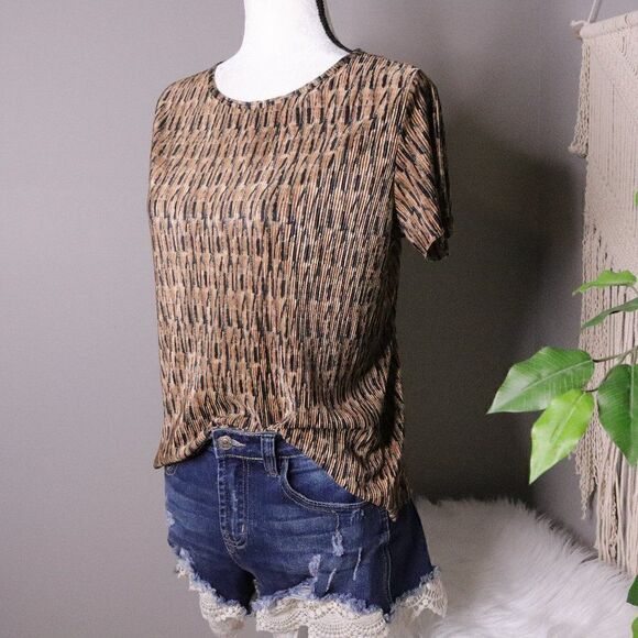 Vintage | 1990's Short Sleeve Printed Top Large - Picture 1 of 7